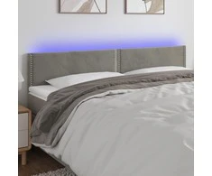 Galvūgalis su LED, šviesiai pilkas, 200x5x78/88cm, aksomas