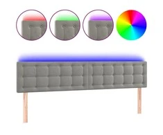Galvūgalis su LED, šviesiai pilkas, 200x5x78/88cm, aksomas