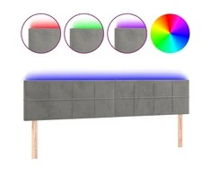 Galvūgalis su LED, šviesiai pilkas, 200x5x78/88cm, aksomas