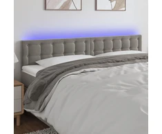 Galvūgalis su LED, šviesiai pilkas, 200x5x78/88cm, aksomas