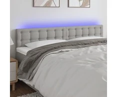 Galvūgalis su LED, šviesiai pilkas, 200x5x78/88cm, audinys