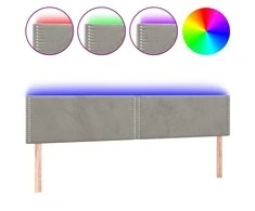 Galvūgalis su LED, šviesiai pilkas, 200x5x78/88cm, aksomas