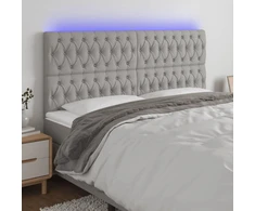 Galvūgalis su LED, šviesiai pilkas, 200x7x118/128cm, audinys