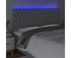 Galvūgalis su LED, šviesiai pilkas, 200x7x118/128cm, audinys