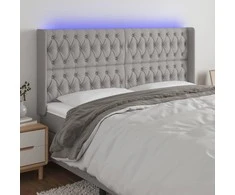 Galvūgalis su LED, šviesiai pilkas, 203x16x118/128cm, audinys