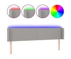 Galvūgalis su LED, šviesiai pilkas, 203x16x78/88cm, audinys