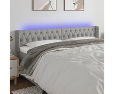 Galvūgalis su LED, šviesiai pilkas, 203x16x78/88cm, audinys