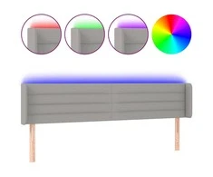 Galvūgalis su LED, šviesiai pilkas, 203x16x78/88cm, audinys