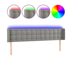 Galvūgalis su LED, šviesiai pilkas, 203x16x78/88cm, aksomas