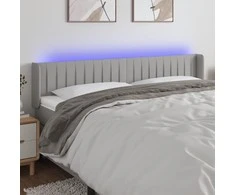 Galvūgalis su LED, šviesiai pilkas, 203x16x78/88cm, audinys