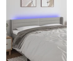 Galvūgalis su LED, šviesiai pilkas, 203x16x78/88cm, audinys