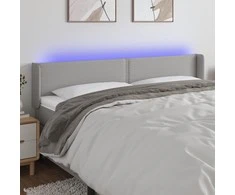 Galvūgalis su LED, šviesiai pilkas, 203x16x78/88cm, audinys