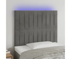 Galvūgalis su LED, šviesiai pilkas, 80x5x118/128cm, aksomas