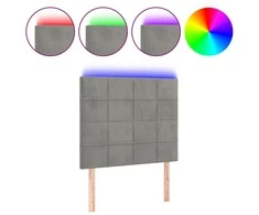 Galvūgalis su LED, šviesiai pilkas, 80x5x118/128cm, aksomas