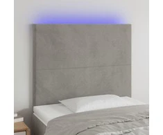 Galvūgalis su LED, šviesiai pilkas, 80x5x118/128cm, aksomas