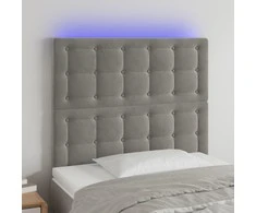 Galvūgalis su LED, šviesiai pilkas, 80x5x118/128cm, aksomas