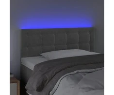 Galvūgalis su LED, šviesiai pilkas, 80x5x78/88cm, aksomas