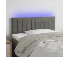 Galvūgalis su LED, šviesiai pilkas, 80x5x78/88cm, aksomas