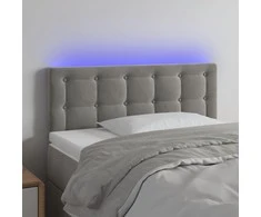 Galvūgalis su LED, šviesiai pilkas, 80x5x78/88cm, aksomas