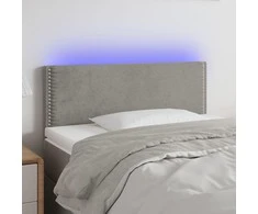 Galvūgalis su LED, šviesiai pilkas, 80x5x78/88cm, aksomas