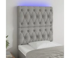 Galvūgalis su LED, šviesiai pilkas, 80x7x118/128cm, audinys