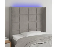 Galvūgalis su LED, šviesiai pilkas, 83x16x118/128cm, aksomas