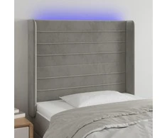 Galvūgalis su LED, šviesiai pilkas, 83x16x118/128cm, aksomas