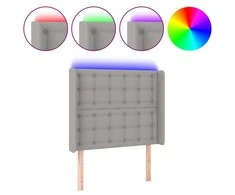 Galvūgalis su LED, šviesiai pilkas, 83x16x118/128cm, audinys