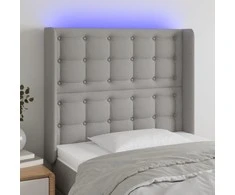 Galvūgalis su LED, šviesiai pilkas, 83x16x118/128cm, audinys