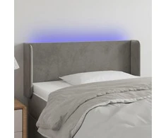 Galvūgalis su LED, šviesiai pilkas, 83x16x78/88cm, aksomas
