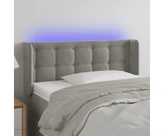 Galvūgalis su LED, šviesiai pilkas, 83x16x78/88cm, aksomas