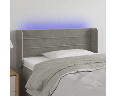 Galvūgalis su LED, šviesiai pilkas, 83x16x78/88cm, aksomas