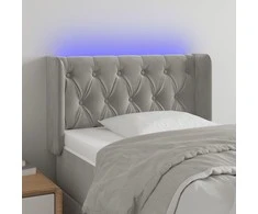 Galvūgalis su LED, šviesiai pilkas, 83x16x78/88cm, aksomas