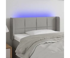 Galvūgalis su LED, šviesiai pilkas, 83x16x78/88cm, audinys