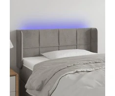 Galvūgalis su LED, šviesiai pilkas, 83x16x78/88cm, aksomas