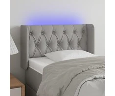Galvūgalis su LED, šviesiai pilkas, 83x16x78/88cm, audinys