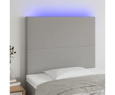 Galvūgalis su LED, šviesiai pilkas, 90x5x118/128cm, audinys