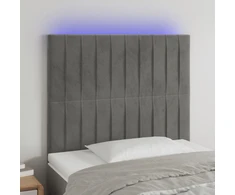 Galvūgalis su LED, šviesiai pilkas, 90x5x118/128cm, aksomas