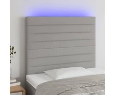 Galvūgalis su LED, šviesiai pilkas, 90x5x118/128cm, audinys