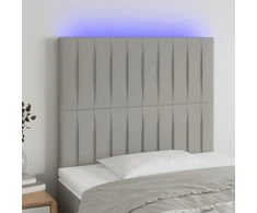 Galvūgalis su LED, šviesiai pilkas, 90x5x118/128cm, audinys