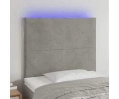 Galvūgalis su LED, šviesiai pilkas, 90x5x118/128cm, aksomas