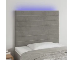 Galvūgalis su LED, šviesiai pilkas, 90x5x118/128cm, aksomas