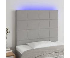 Galvūgalis su LED, šviesiai pilkas, 90x5x118/128cm, audinys
