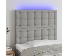Galvūgalis su LED, šviesiai pilkas, 90x5x118/128cm, audinys