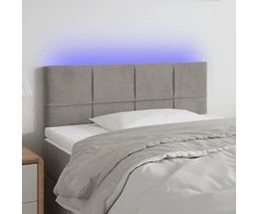 Galvūgalis su LED, šviesiai pilkas, 90x5x78/88cm, aksomas