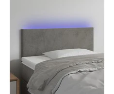Galvūgalis su LED, šviesiai pilkas, 90x5x78/88cm, aksomas