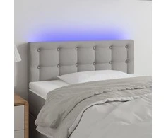 Galvūgalis su LED, šviesiai pilkas, 90x5x78/88cm, audinys