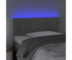 Galvūgalis su LED, šviesiai pilkas, 90x5x78/88cm, aksomas