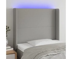 Galvūgalis su LED, šviesiai pilkas, 93x16x118/128cm, audinys