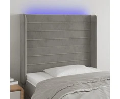 Galvūgalis su LED, šviesiai pilkas, 93x16x118/128cm, aksomas